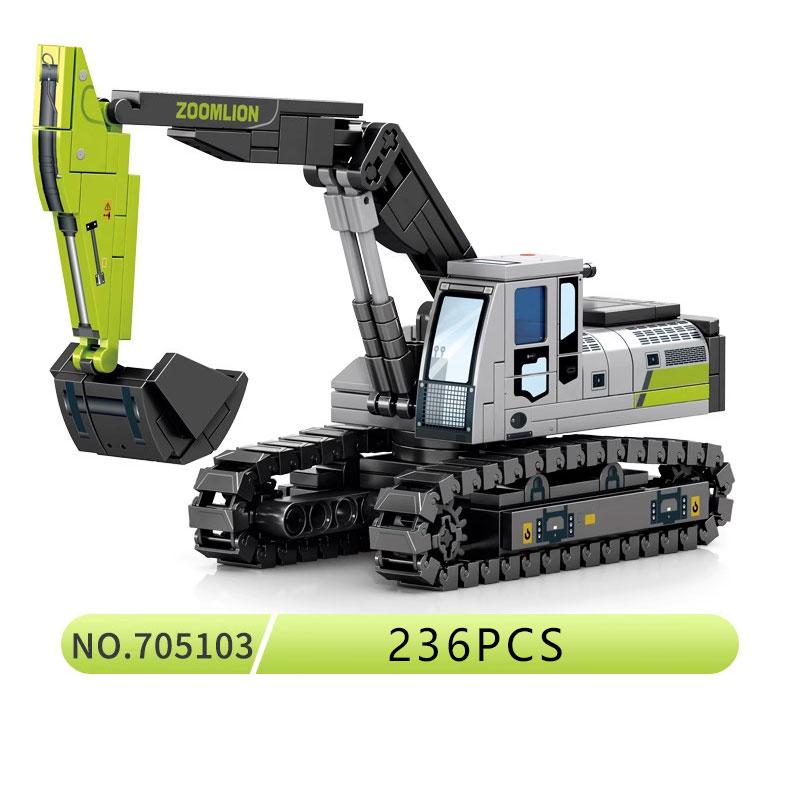 Construction excavator building blocks, crane cement truck puzzle toys, handmade DIY assembly set, children's birthday gifts