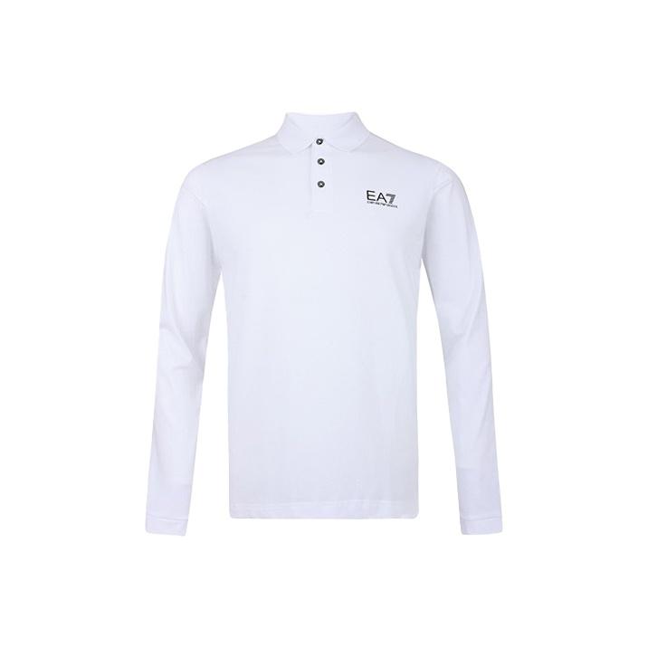 Emporio Armani EA7 Logo Letter Print Slim Fit Simple Long Sleeve Polo Shirt Men tops White 8NPF05-PJM5Z-1100 XXL