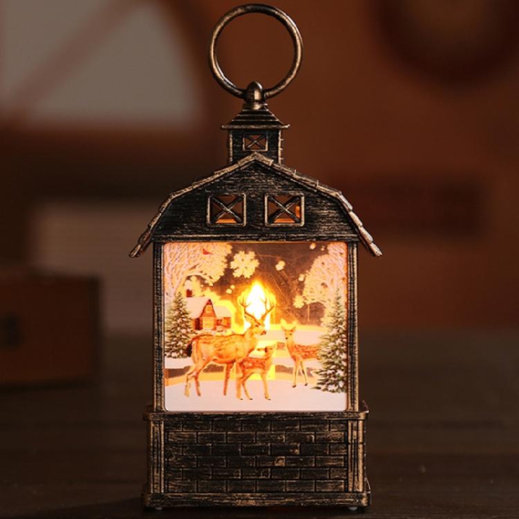 Christmas Lantern Man Snowman Deer Jesus Pattern Glowing Lamp Ornament Portable