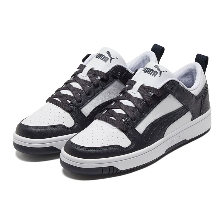 Puma Rebound Synthetic Leather Comfortable Minimalist Durable Low-Top Sneakers Unisex Sneakers White Blue 369866-17