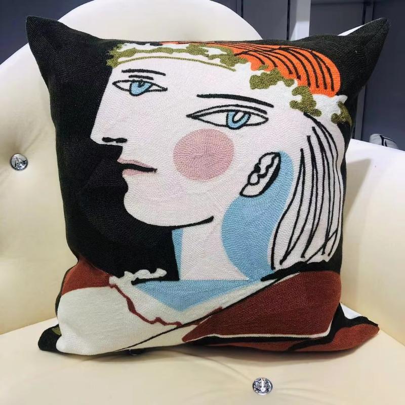 High Quality Picasso Abstract Cotton Pillow Cover Canvas Single-Sided Sofa Embroidery Cushion Cover For Living Room Home Decor