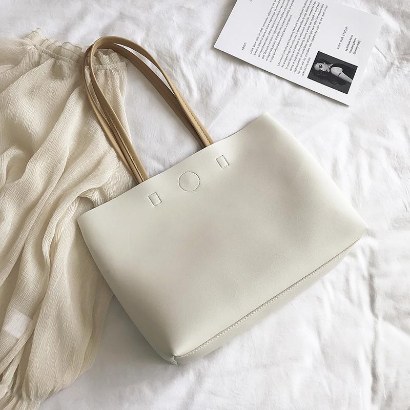 Damska Moda PU Skóra Torby na Ramię Duża Pojemność Damska Codzienna Torba Tote Prosta Solidna Torba na Zakupy