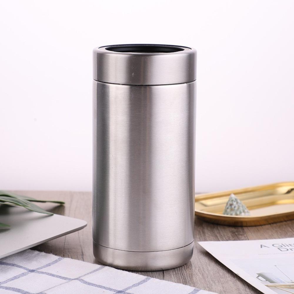 

Stainless Steel Insulated Beer Cooler Double Wall Cola Can Cooler Beer Bottle Cold Keeper Outdoor 12oz чорний/срібний