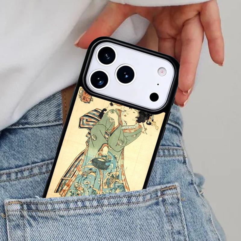 

Чехол в японском стиле с гейшей, дразнящей кошку, для iPhone 16e 15 14 13 12 17 Pro Max Plus Air 17pro Чехол Coque iPhone 16e