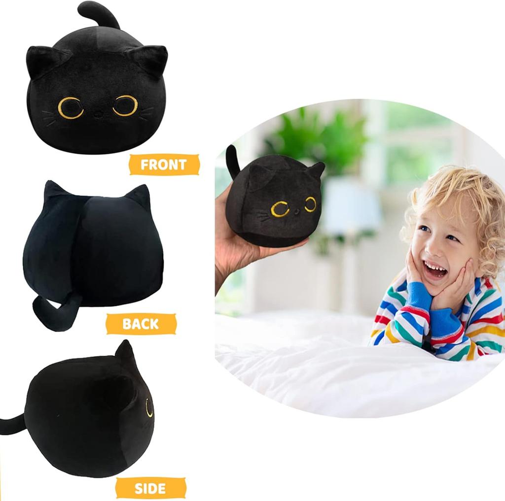 30cm Soft Black Cat Plush Toy Pillow - Stuffed Animal for Kids Boys & Girls Birthday Gifts