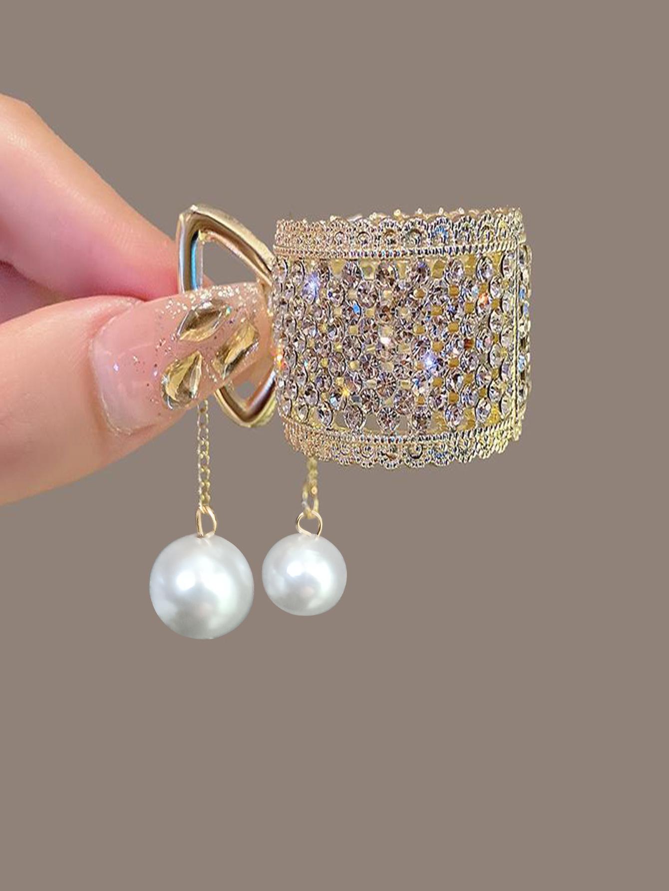 

1 Pcs Fashion Exquisite Artificial Pearl Tassel Crystal Hair Claws For Women Girls Party Ponytail Holder Hair Accessories