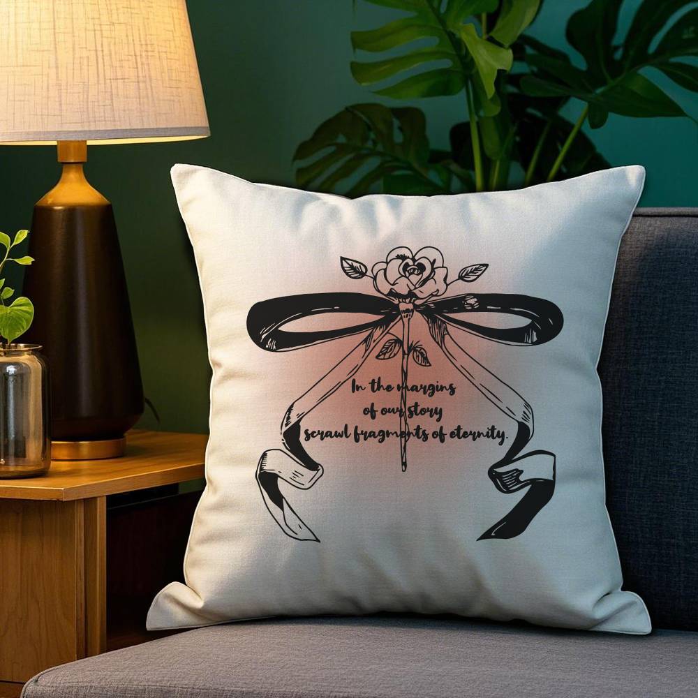 Korean Trendy Bow Pillow Case Plush Fabric Soft Double Sided Print Sofa Cushion Cover Throw Pillow Covers