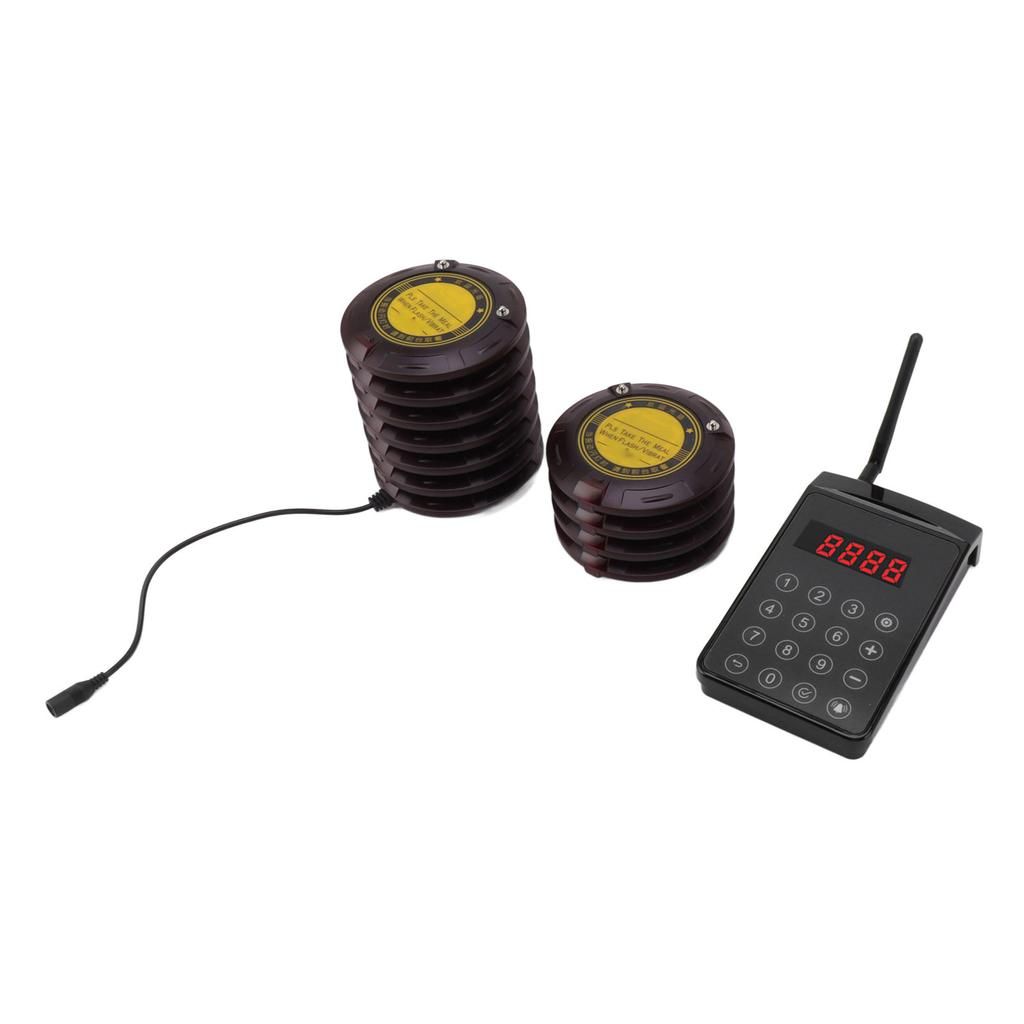 Restaurant Pager System 10 Coaster Pagers with Keypad Transmitter for Restaurant Food Truck Coffee