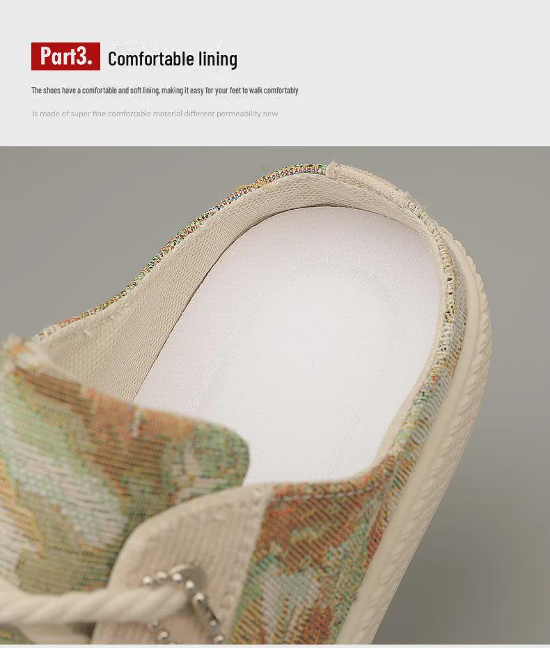 Herren Sommer Slip-On Canvas Sandalen - Trendige Geschlossene Zehen, Fersenfreie Weiße Halbschuhe