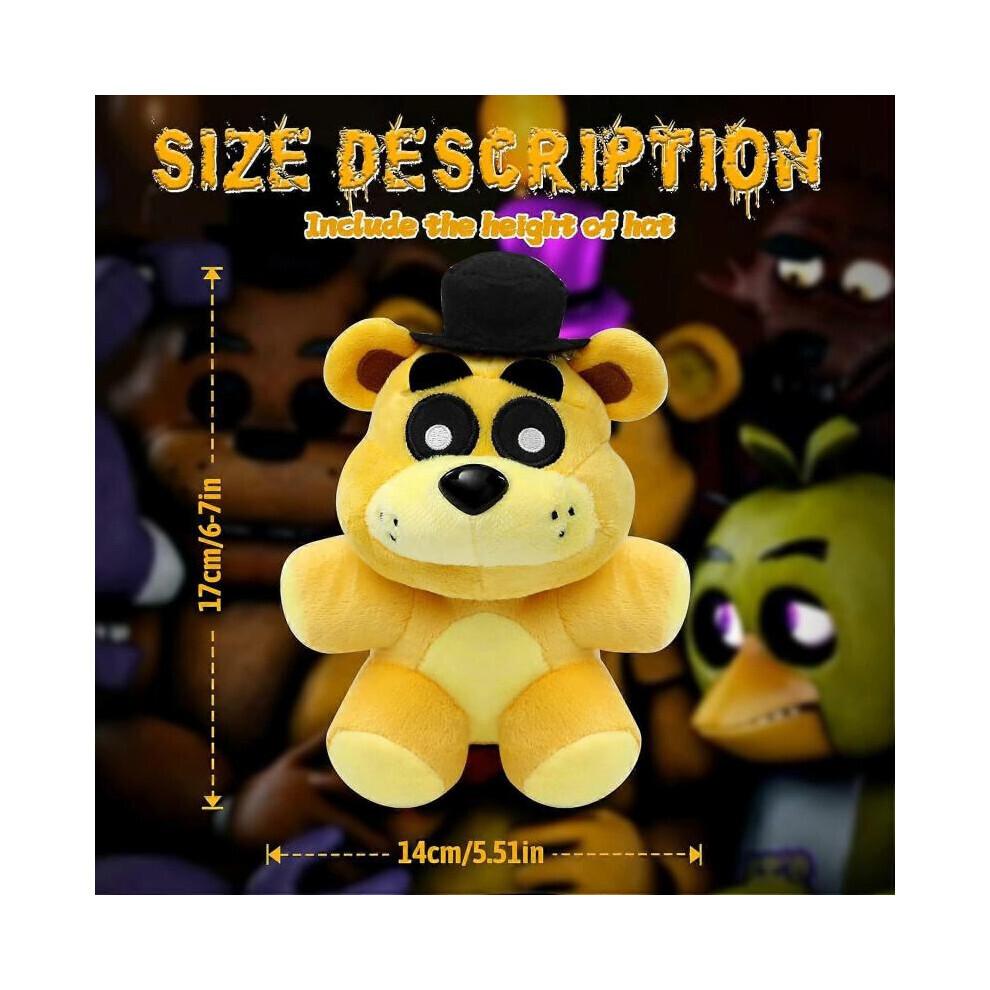 Peluche Golden Freddy 6,5", Five Nights Bonnie Foxy Chica Springtrap Glamrock Freddy Peluche Ripieni da Freddy's, FNAF Peluche Orso Dorato Animale Action