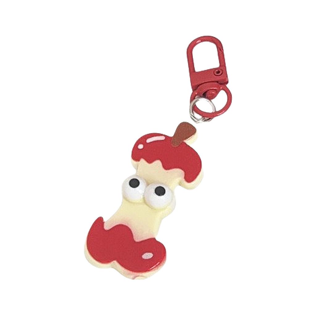 Funny Face Cartoon Red Apple Keychain For Keys Bags Backpacks Cute Gift Idea Durable Plastic Key Ring With Playful Design