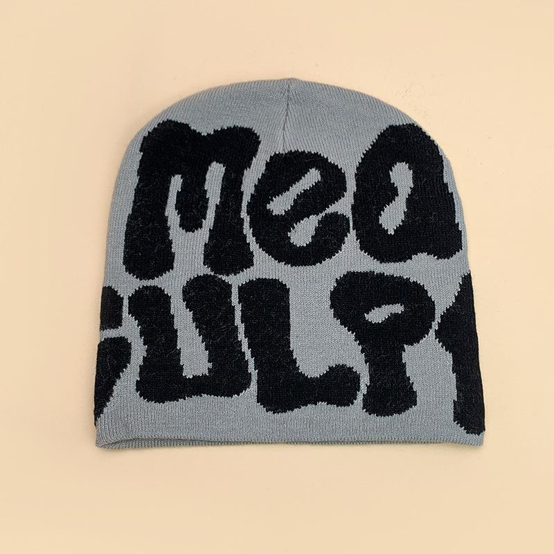 New European and American popular alphabet flame spider skull knitted hat men and women autumn and winter personality hip hop warm