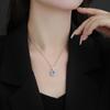 Sea Blue Topaz Necklace Female French Medieval Celebrity Style Light Luxury Square Blue Diamond Perfume Bottle Pendant Collarbone Chain