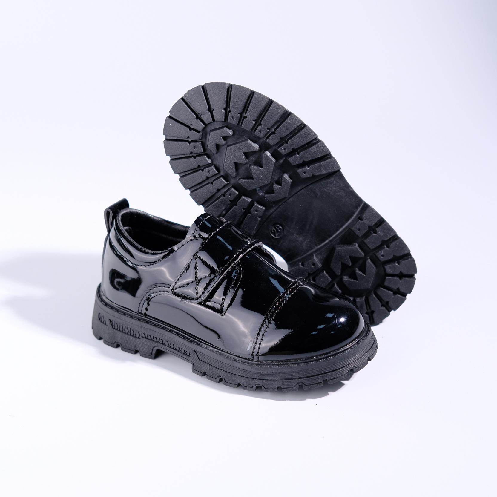 

Foreign trade wholesale 2026 new pure black student season school shoes British style African children s shoes PU leather boys leather shoes 25