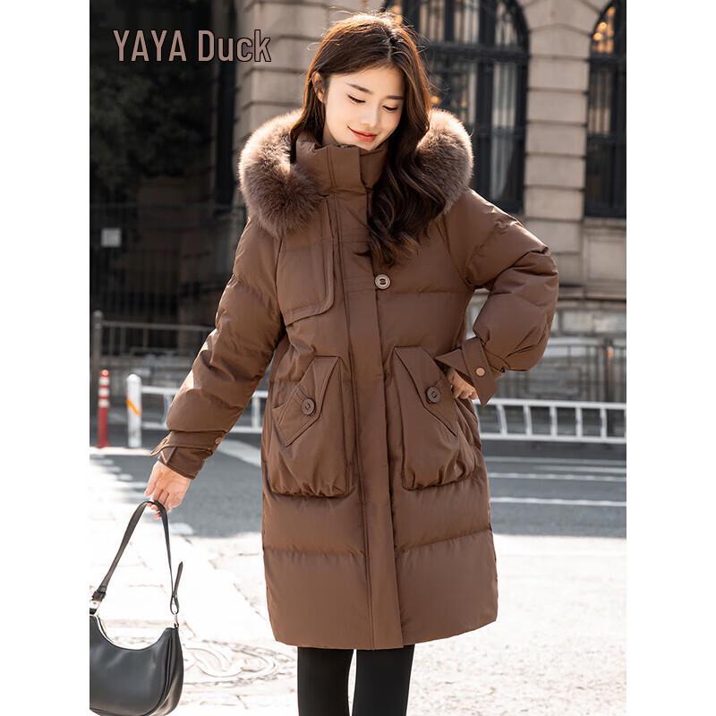 YAYA Women's Detachable Fur Collar Thickened Down Jacket