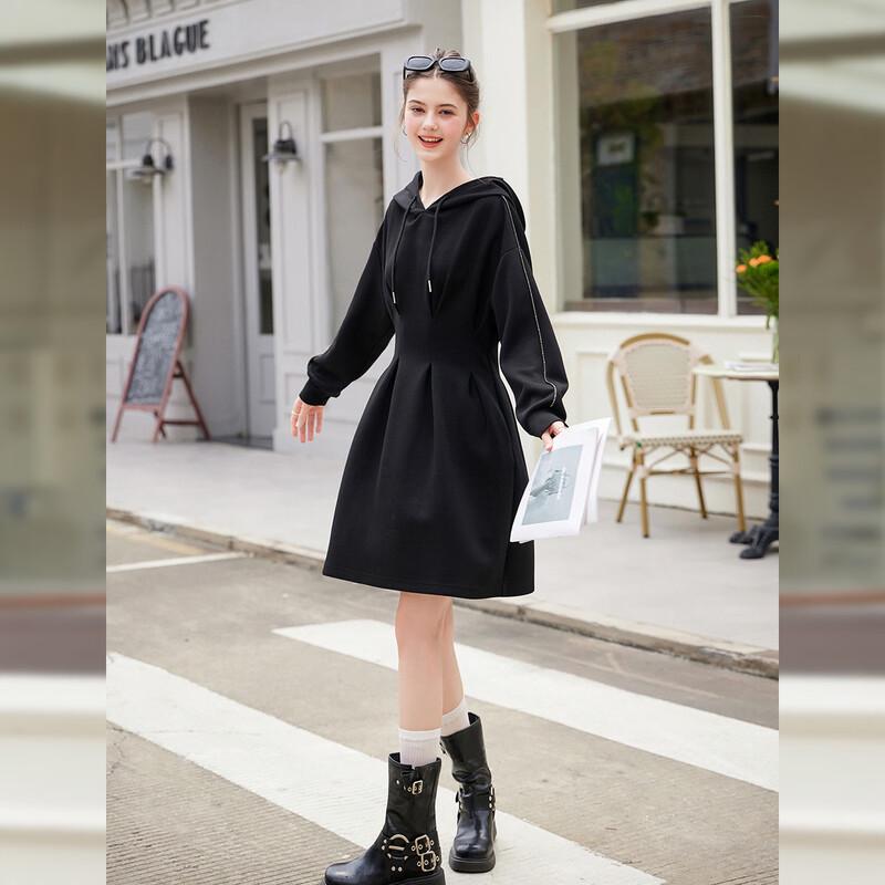 Bailuyu Rhinestone Hooded Sweatshirt Dress