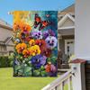 1pc, Spring & Summer Floral Garden Flag, Double-Sided Polyester Welcome Yard Decor, Outdoor Lawn Decoration, No Electricity Needed, Butterfly & Chrysa