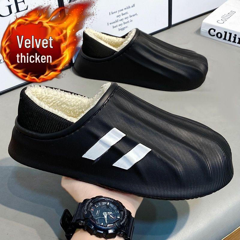 

Men s Winter Waterproof Cotton Slippers, Plus Velvet Lining, Thick-Soled, Non-Slip, Indoor/Outdoor. 40-41