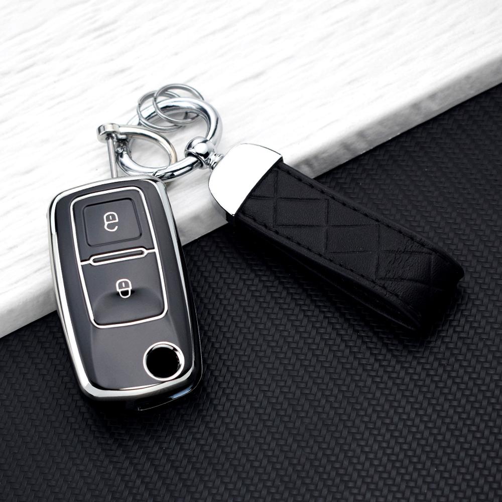 Tpu Car Key Case For Volkswagen Vw Polo Golf Passat Tiguan Beetle Caddy 2/3 Buttons Key Cover For Skoda Octavia Seat Leon Altea