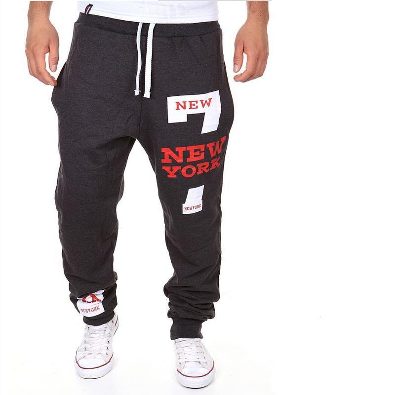 

Чоловічі джоггери з принтом. Повсякденні бавовняні довгі штани. Нові спортивні штани. Штани для фітнесу L темно-сірий колір