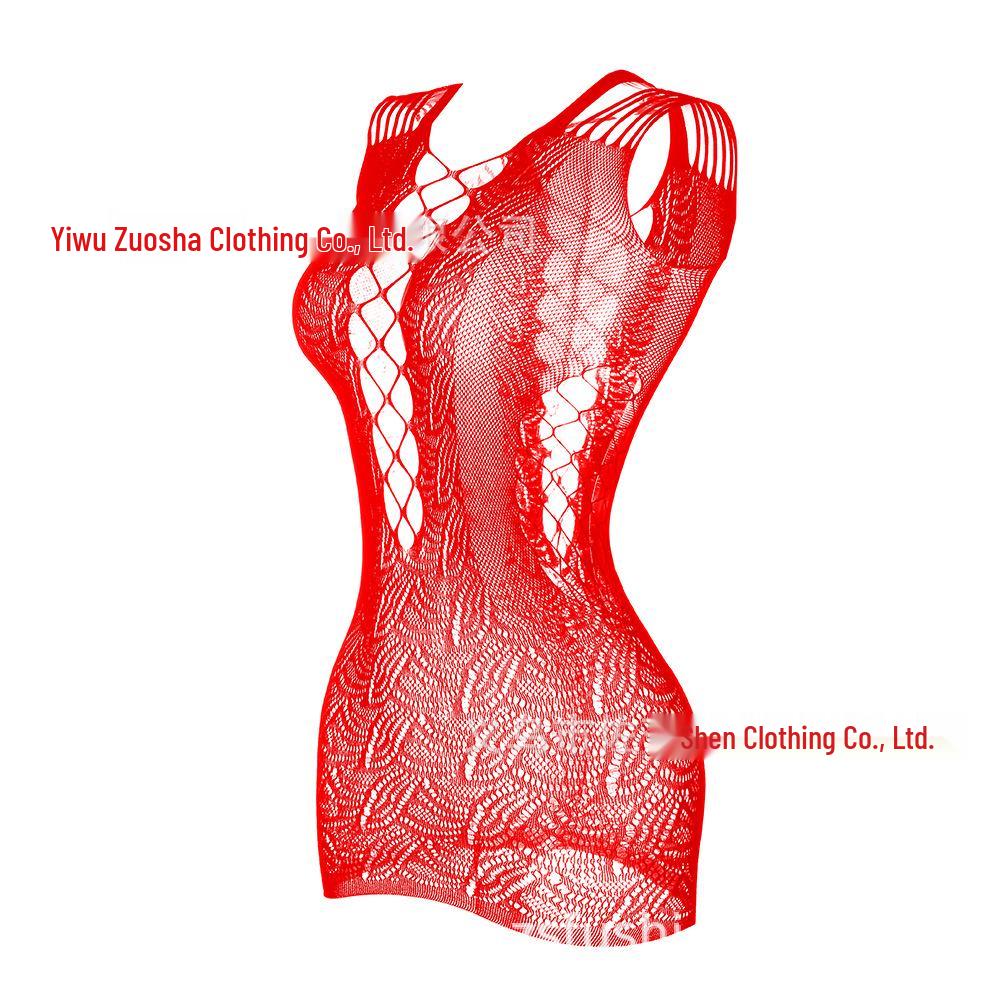 Sling Sexy Jacquard Fishnet Open-Cup Bodycon Skirt Lingerie w092