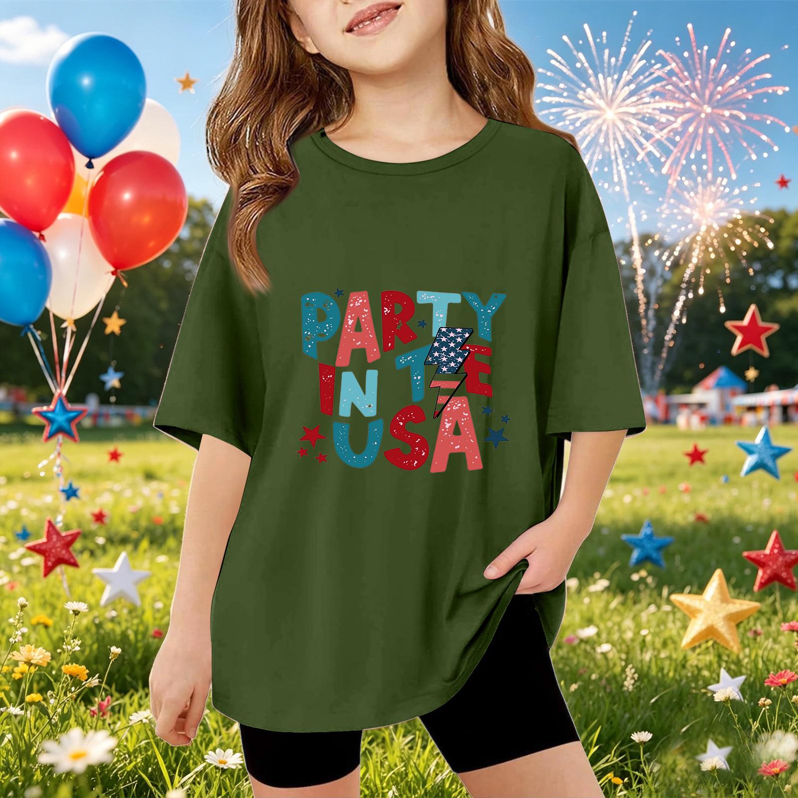 

Kids Short Sleeve T Shirt Casual Loose Fit Top Graphic Print Comfortable Lightweight Summer Tee for Children Boys Girls 140