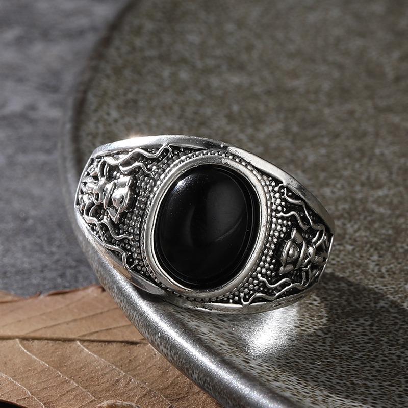 Gothic Piraten Skelett Oktopus Ring für Männer Frauen Einzigartig Retro Schwarz Zirkon Punk Damen Motorradringe Party Schmuck Geschenke