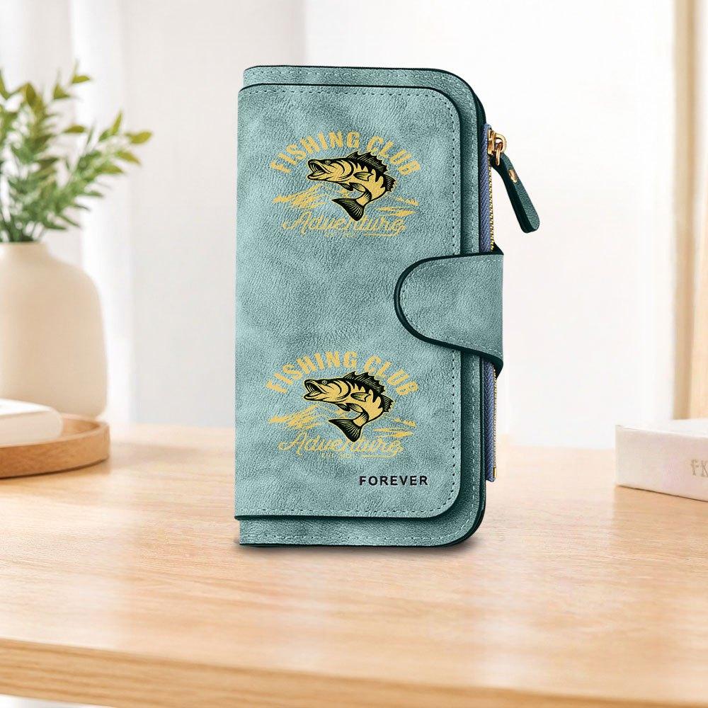 Fishing Club Long Zipper Wallet Large Capacity Card Holder Unisex Clutch Bag Fashionable Zipper Coin Purse Perfect For Daily Commute Travel Shopping