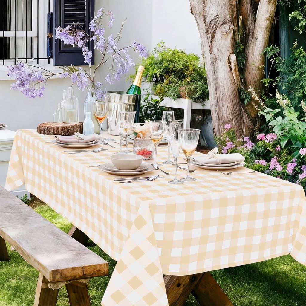 Olanly Rectangle Waterproof Vinyl Table Cloth Buffalo Flannel Backed Tablecloth Wipeable Plastic Table Cover For Easter Kitchen