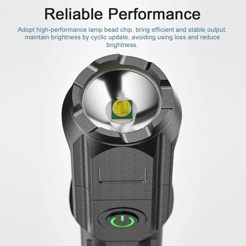 LED Campinglommelykt Høy Effekt Oppladbar USB Spotlys Zoomlykt Innebygd Batteri For Fiske Utendørs Vanntett
