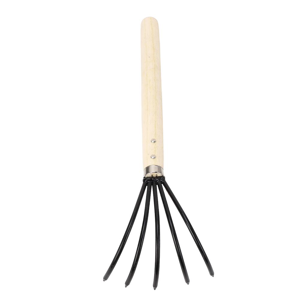 Garden Hand Rake 5 Steel Tines Wooden Handle Ergonomic Design Claw Cultivator for Tilling Loosening Soil Long Handle