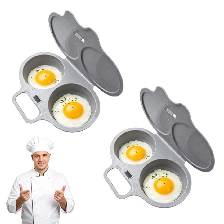Apartment Kitchen Egg Steamer Container for Microwave Use, Two-Section Plastic Egg Poacher for Fast Breakfast Cooking
