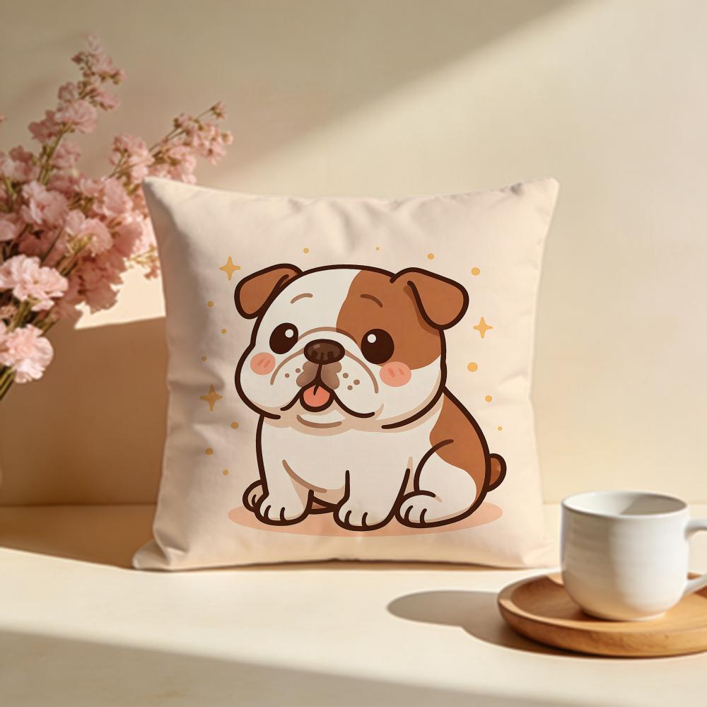 Lovable Sweet Heart Pug Cushion Cover Soft Pillow Cases for Home Bedroom Living Room Sofa