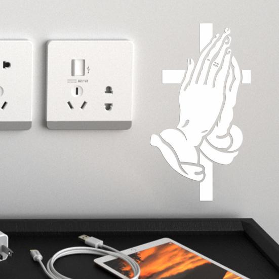 Adesivo in Vinile Religioso Mani in Preghiera per Lunotto Auto Crocifisso Sfumato Adesivo per SUV Camion Decalcomanie per Auto Resistenti al Sole per Parabrezza