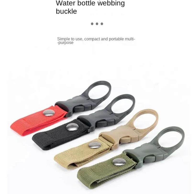 6pcs Camping Webbing Buckle Hook Water Bottle Holder Clip Outdoor Military Nylon EDC Climb Carabiner Belt Backpack Hanger