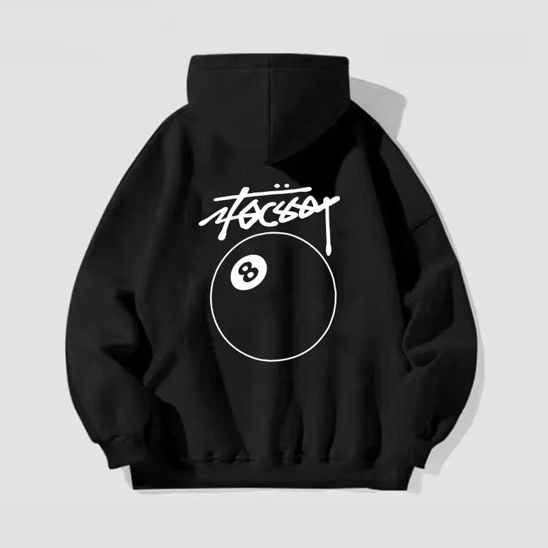 Trendiger Herren-Hoodie Sweatshirt Herbst Winter Pool-Print Schwergewicht Locker Vielseitig Paar-Hoodie Lässige Streetwear