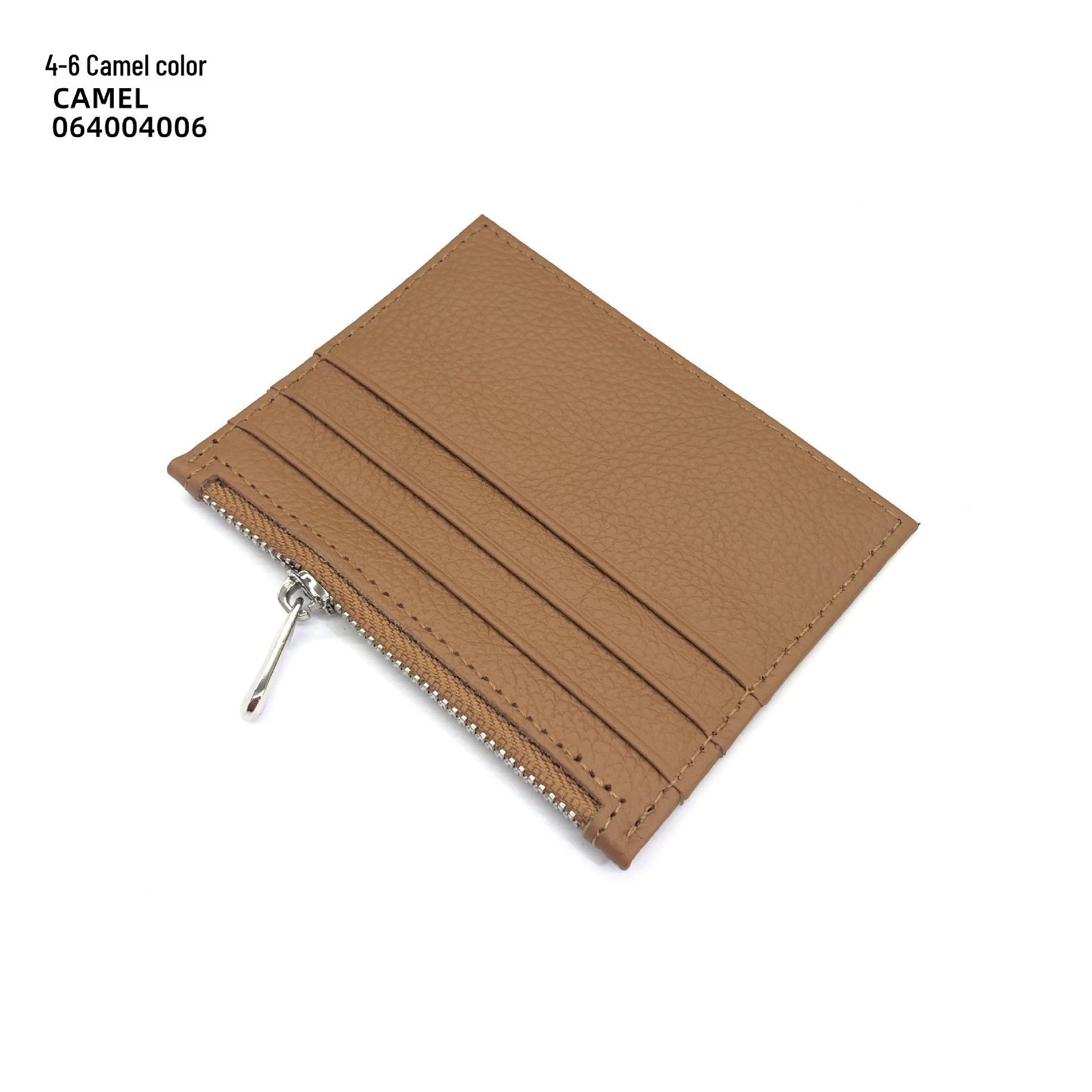 Genuine Leather Double-Sided Card Holder & Coin Pouch with 6 Slots for Men and Women
