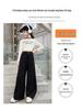 Girls' Wide-Leg Jeans - Fashionable Autumn Scimitar Pants for Middle Schoolers.