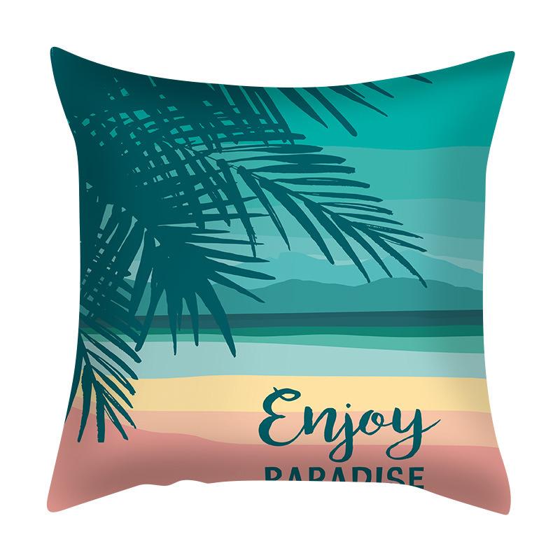 Summer Beach Scenery Cushion Cover Turquoise Pillowcase Polyester Sofa Chair Waist Hold Pillowcase Modern Home Decor 45x45cm