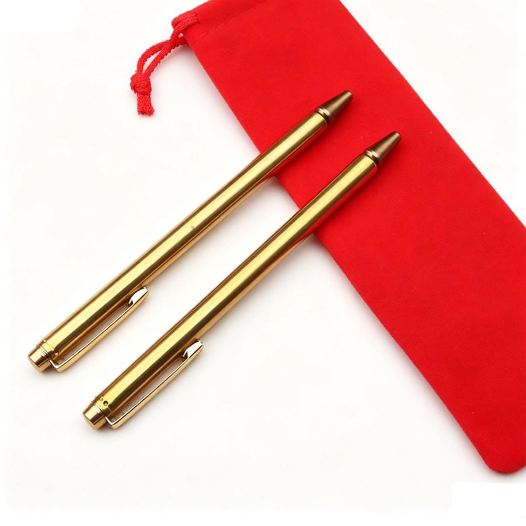 2 Pcs Dowsing Rod Retractable Foldable Stainless Steel Pen Shaped Water Divining Rod with Storage Bag Gold