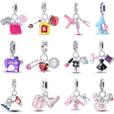 Copper Color Breakfast Alarm Clock Beads Exquisite Daily Charms Pendants Fit Qikaola Original Bracelets Diy Jewelry