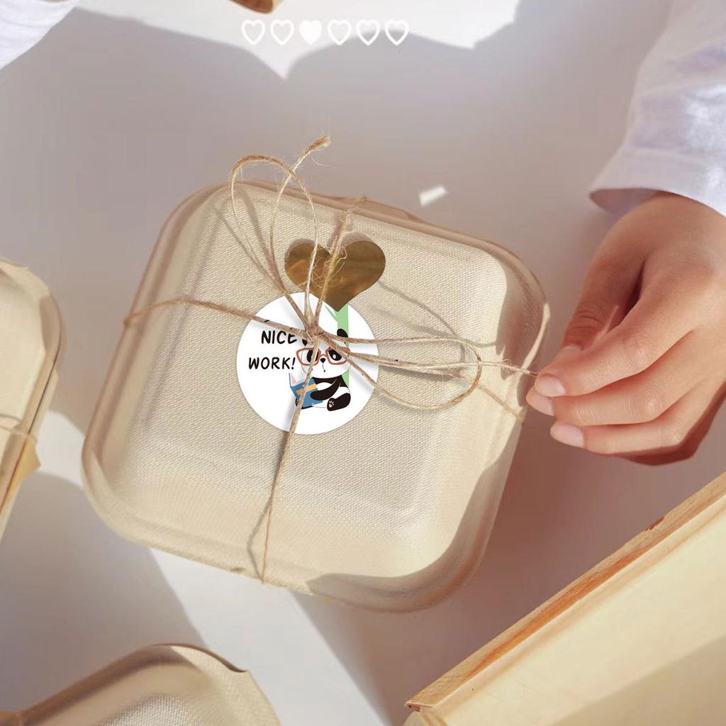 100-500Pcs Panda Reward Stickers Roll For Kids 1 Inch Round Cute Animal Panda Bamboo Kindergarten Teacher Motivational Stickers
