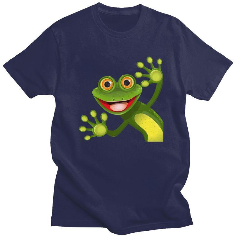 Custom Happy Frog T Shirts for Men Pure Cotton Tees Tshirt Short Sleeve Casual Tshirt Clothing