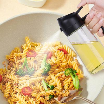 470 ml Ölspender-Sprühgerät, 2-in-1-Olivenflaschen-Sprühgerät für Heißluftfritteuse, Salatfrittieren, Mehrflüssigkeitsöl, BPA-freies Glas, Weithals-Ölsprühgerät