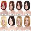 Lang klips foran Hår Bang Side Bangs Forlengelse av håret Ekte naturlig syntetisk smell Hårstykke