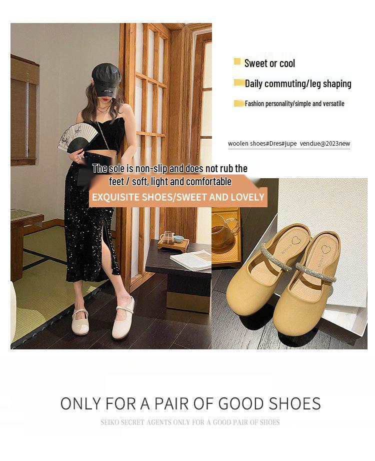 Women's 2024 Summer Rhinestone Mule Slippers - Soft, Flat, Breathable Design for Comfort