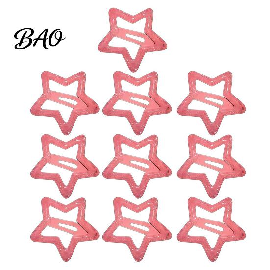 Decorative Hair Pins for Styling Cute Star Clips Women Girls, Glitter Metal Snap Barrettes Charming Accessories Gifts Bangs Braids And Hairstyles,