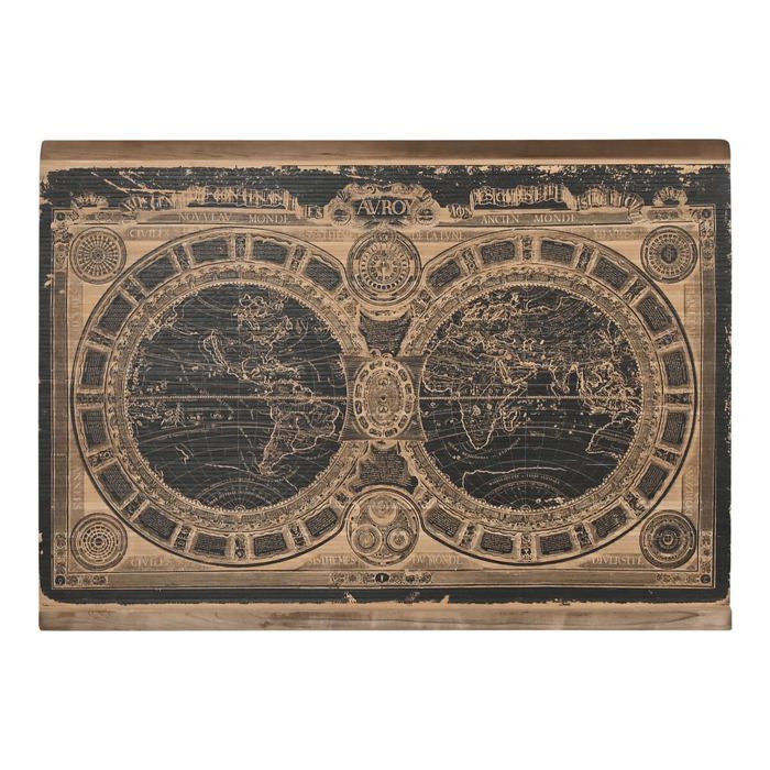 World Map Wall Decoration - Home ESPRIT - 151x13.5x7 Cm - Multicoloured - Matte - Wood - World Map - Rectangular