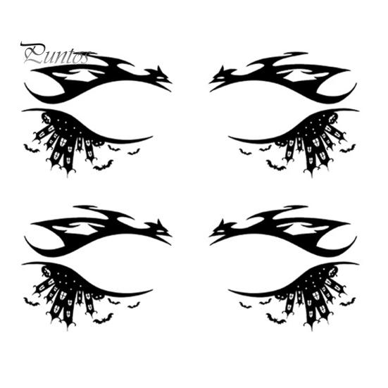 Cosmetic Transfers for Adults 2 Pairs Halloween Eye Tattoo Stickers, Waterproof Temporary Face Decals with Ghostly Decorations Pumpkin Bat Spider Web,