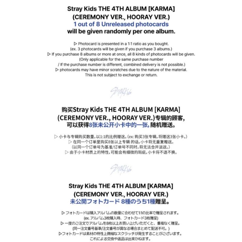 Ön sipariş straykids KARMA CEREMONY HOORAY 4. albüm